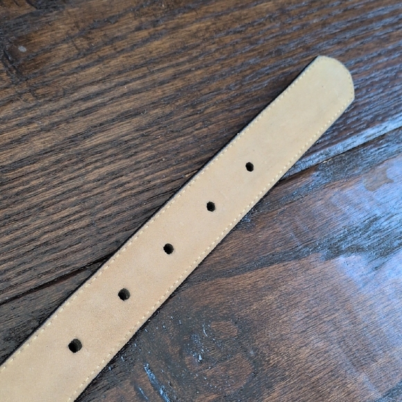 LANDS' END I Narrow Black Leather Belt with Solid Brass Buckle, 38/95 - Picture 9 of 10